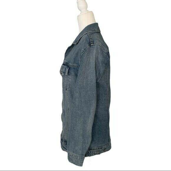 Lucky Brand Women's Jean Denim Truck Jacket Size XS Ripped Pockets Long Sleeve - Picture 11 of 12